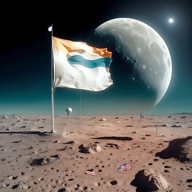 Flaga na Księżycu wygenerowana ai