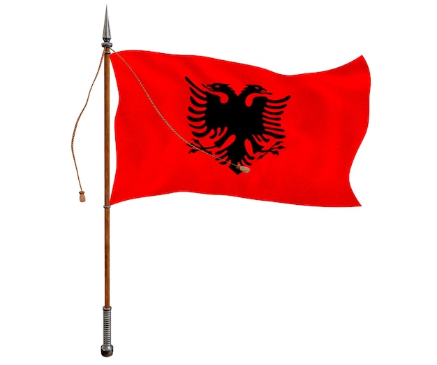 Flaga narodowa Albanii Tło z flagą Albanii