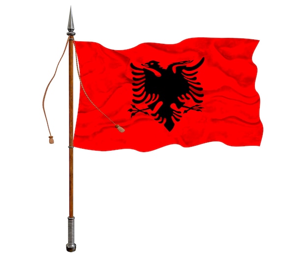 Flaga narodowa Albanii Tło z flagą Albanii