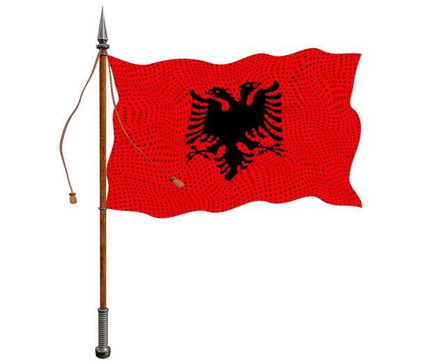 Flaga narodowa Albanii Tło z flagą Albanii
