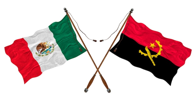 Flaga narodowa Angoli i Meksyku Tło dla projektantów