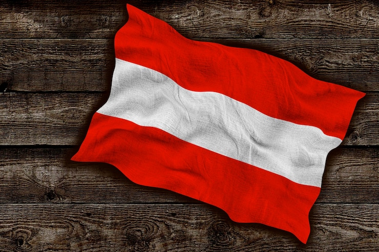 Zdjęcie flaga narodowa austrii tło z flagą austrii