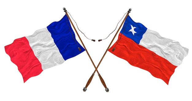 Flaga narodowa Chile i Francji Tło dla projektantów