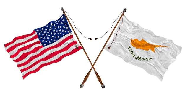 Flaga narodowa Cypru i Stanów Zjednoczonych Ameryki Tło dla projektantów