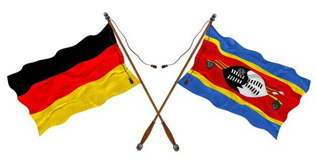 Flaga narodowa Eswatini i Niemiec Tło dla projektantów