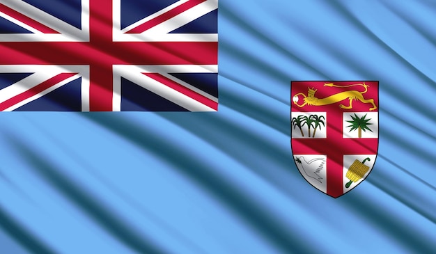 Flaga narodowa Fidżi Realistyczne kolory narodowe kraju jedwabiu z godłem