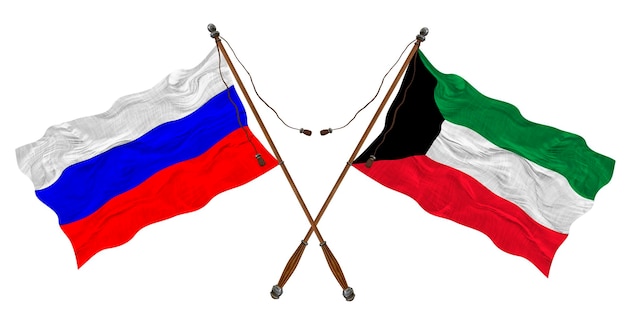 Flaga narodowa Flaga Kuwejtu i Rosji Tło dla projektantów