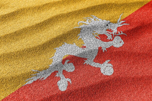Flaga narodowa flagi piasku Bhutanu