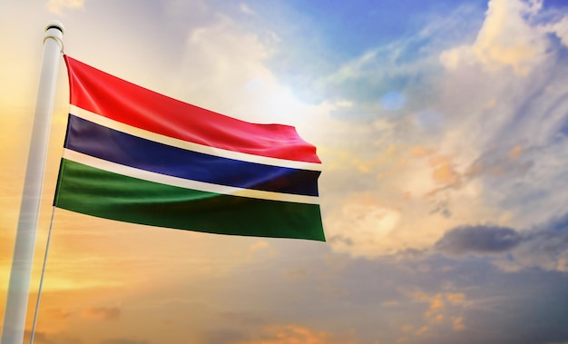 Flaga narodowa Gambii, izolowana flaga 3d,