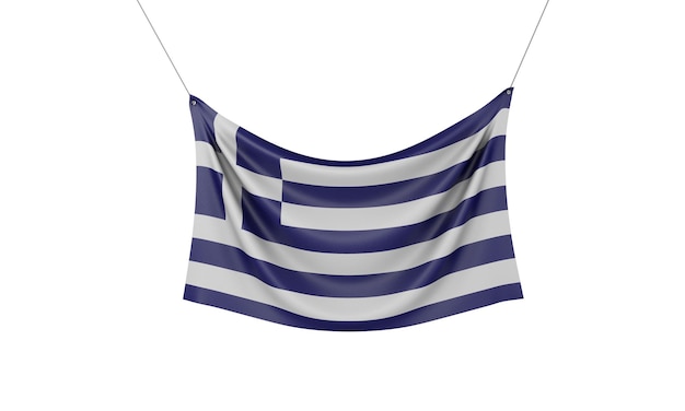 Flaga narodowa Grecji wisząca tkanina transparent d rendering
