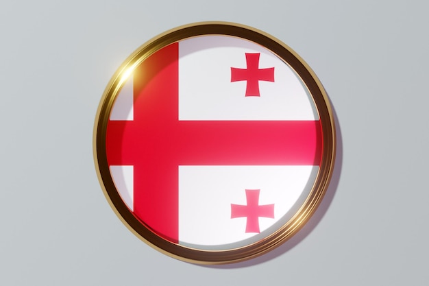 Zdjęcie flaga narodowa gruzji w formie okrągłego okna. flaga w kształcie koła. ikona kraju.