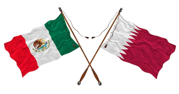 Flaga narodowa Kataru i Meksyku Tło dla projektantów