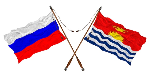 Flaga narodowa Kiribati i Rosji Tło dla projektantów