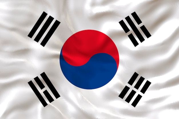 Flaga narodowa Korei Południowej Tło z flagą Korei Południowej