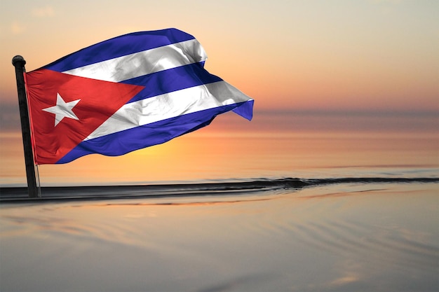 Flaga narodowa kraju Kuby na tle patrz