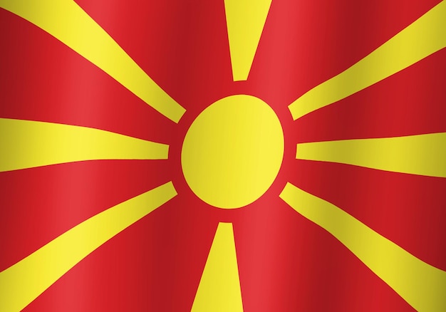 Flaga narodowa macedonii północnej ilustracja 3d z bliska widok