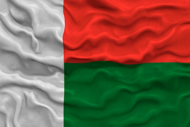 Flaga narodowa Madagaskaru Tło z flagą Madagaskaru