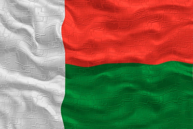 Flaga narodowa Madagaskaru Tło z flagą Madagaskaru