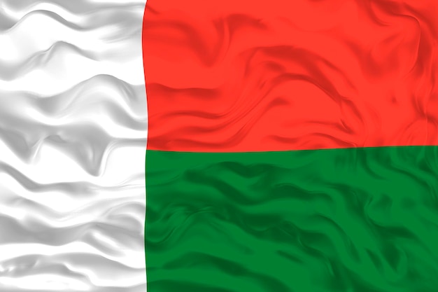Flaga narodowa Madagaskaru Tło z flagą Madagaskaru