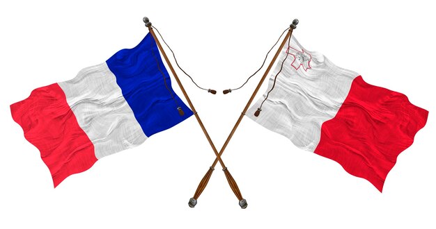 Flaga narodowa Malty i Francji Tło dla projektantów