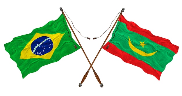 Flaga narodowa Mauretanii i Brazylii Tło dla projektantów