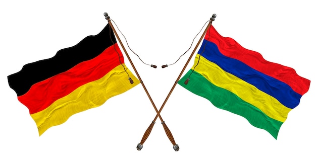 Flaga narodowa Mauritiusa i Niemiec Tło dla projektantów