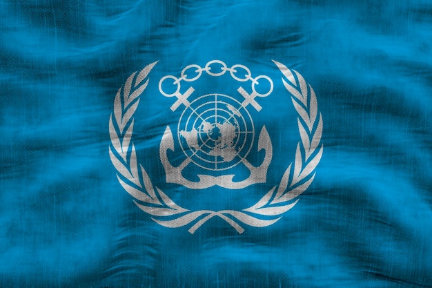 Zdjęcie flaga narodowa międzynarodowej organizacji morskiej tło z flagą międzynarodowej organizacji morskiej