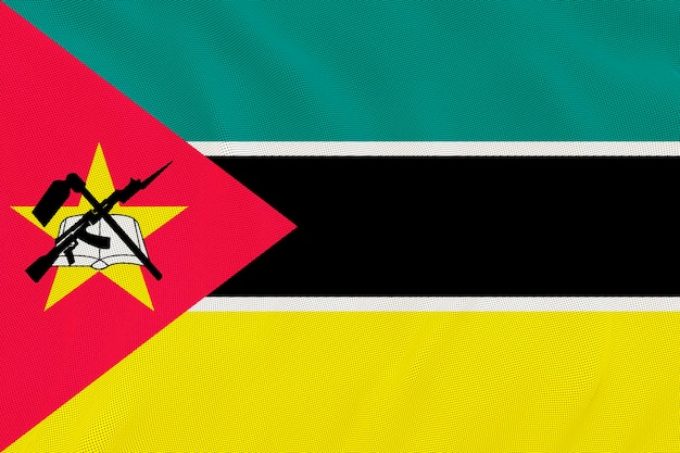Flaga narodowa Mozambiku Tło z flagą Mozambiku
