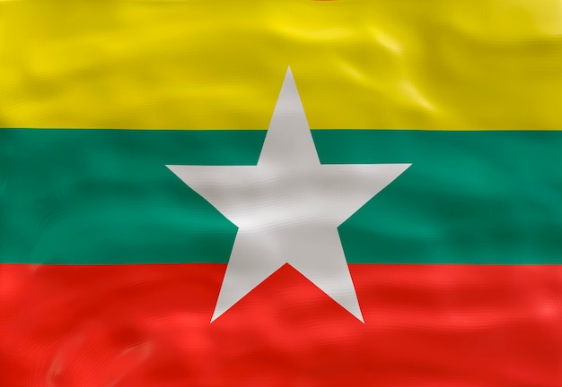 Zdjęcie flaga narodowa myanmar tło z flagą myanmar