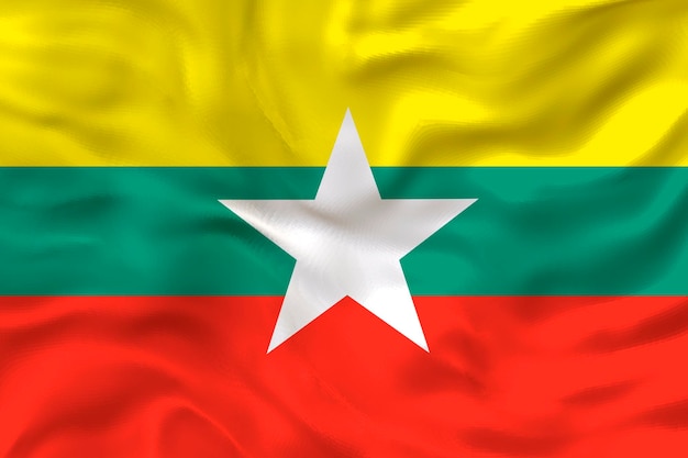 Flaga narodowa Myanmar Tło z flagą Myanmar