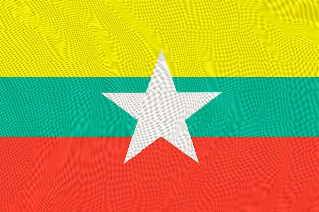 Flaga narodowa Myanmar Tło z flagą Myanmar