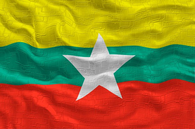 Flaga narodowa Myanmar Tło z flagą Myanmar