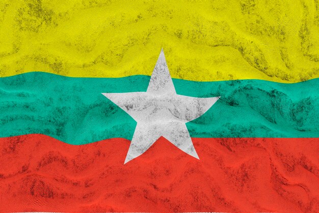 Flaga narodowa Myanmar Tło z flagą Myanmar