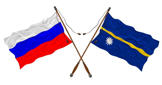 Flaga narodowa Nauru i Rosji Tło dla projektantów