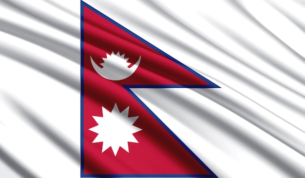Flaga narodowa Nepalu Realistyczne kolory narodowe kraju jedwabiu z godłem