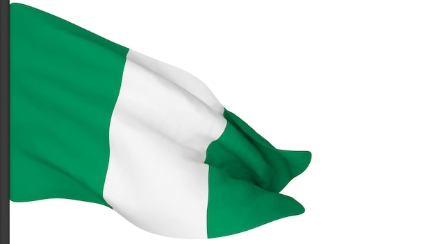 Flaga narodowa obraz w tlewiatr dmuchanie flagiRenderowanie 3dFlaga Nigerii