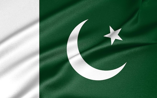 Flaga narodowa Pakistan Flaga Pakistanu Flaga tkaniny Pakistan Praca 3D i obraz 3D