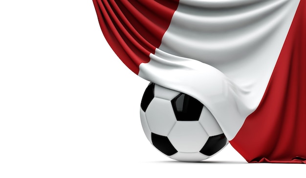 Flaga narodowa Peru nałożona na piłkę do piłki nożnej Renderowanie 3D