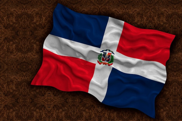 Zdjęcie flaga narodowa republiki dominikany tło z flagą republiki dominikany