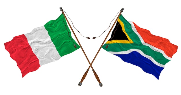 Flaga narodowa Republiki Południowej Afryki i Włoch Tło dla projektantów