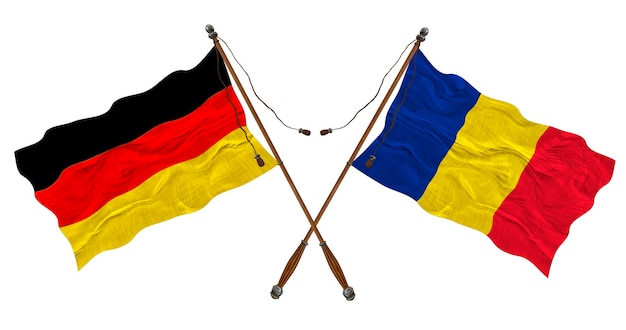 Flaga narodowa Rumunii i Niemiec Tło dla projektantów