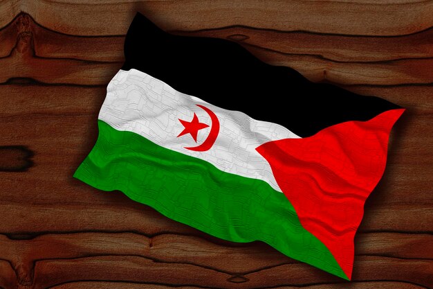 Flaga narodowa Sahrawi Arabskiej Republiki Demokratycznej Tło z flagą Saharyjskiej Arabskiej Republiki Demokratycznej