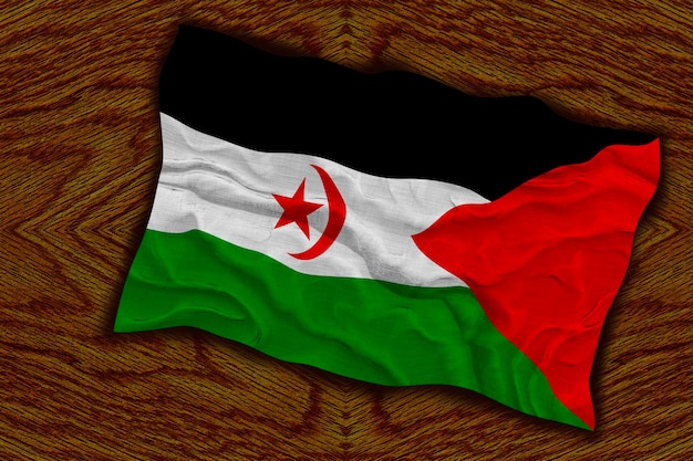 Flaga narodowa Sahrawi Arabskiej Republiki Demokratycznej Tło z flagą Saharyjskiej Arabskiej Republiki Demokratycznej