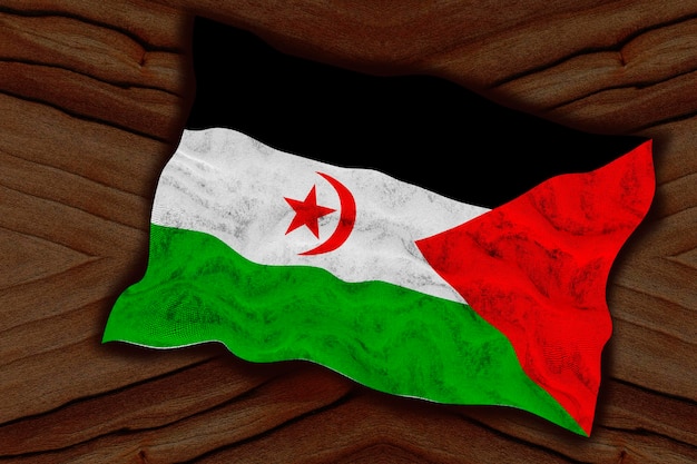 Flaga narodowa Sahrawi Arabskiej Republiki Demokratycznej Tło z flagą Saharyjskiej Arabskiej Republiki Demokratycznej