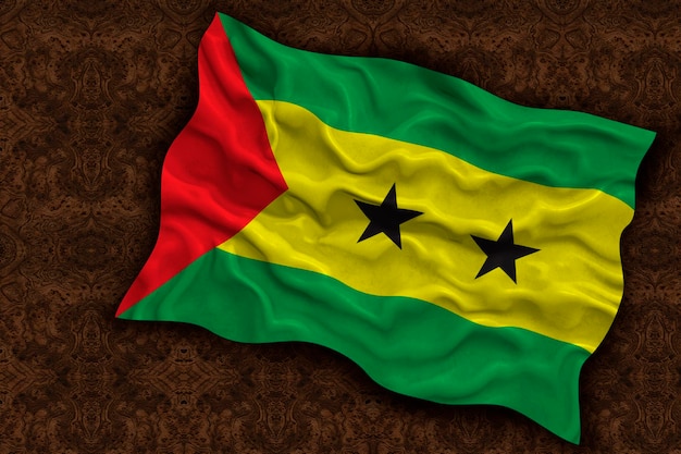 Flaga narodowa Sao Tome i Principe Tło z flagą Sao Tome i Principe