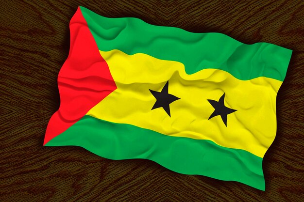 Flaga narodowa Sao Tome i Principe Tło z flagą Sao Tome i Principe