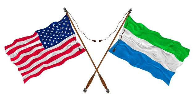 Flaga narodowa Sierra Leone i Stanów Zjednoczonych Ameryki Tło dla projektantów