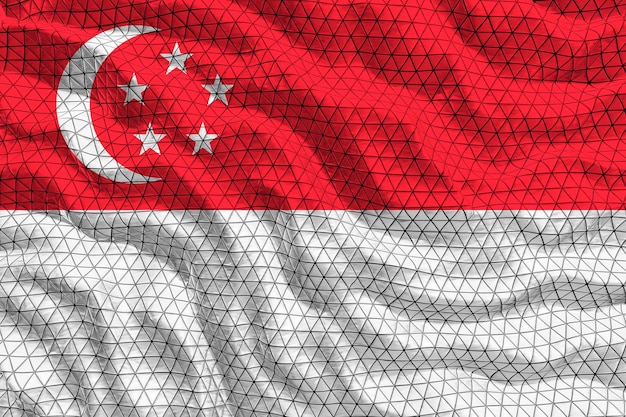 Flaga narodowa Singapuru Tło z flagą Singapuru