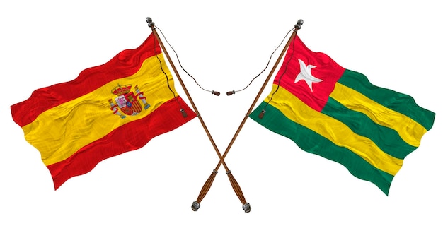 Flaga narodowa Togo i Hiszpanii Tło dla projektantów