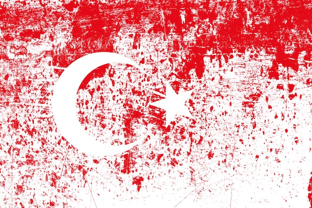 Flaga narodowa Turcji z teksturą. szablon projektu